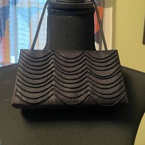 Elegant Black Clutch with Wave Design